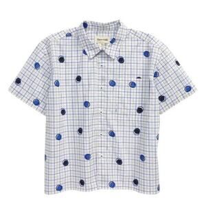 Open Edit Toddler Boy's Cotton White Grid Dot Short Sleeve Camp Shirt Size 2T